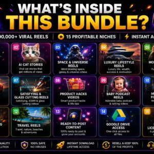 🚀 300,000+ Viral Reels Mega Bundle | AI Faceless Content, Trending Niches & DPP/MRR Rights Included